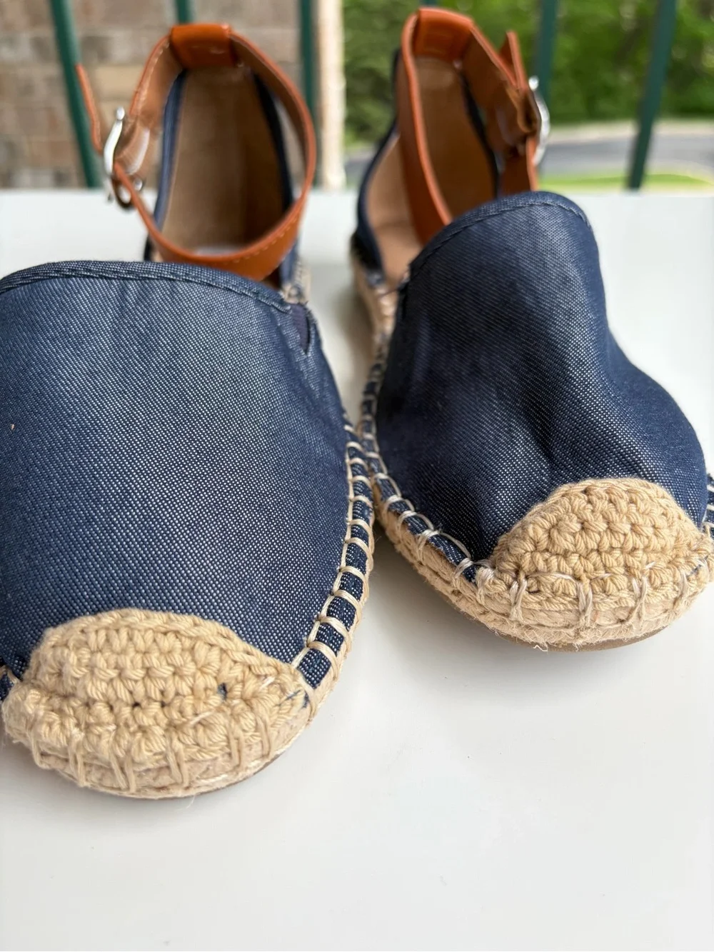 🆕✨🫐 Style&Co NavyBlue Espadrille Flats Strap Ankle Canvas Shoes Size 7.5M Summer